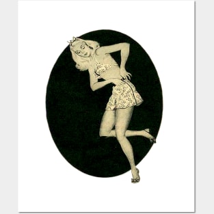 Slender blonde girl from vintage old advertisement Posters and Art